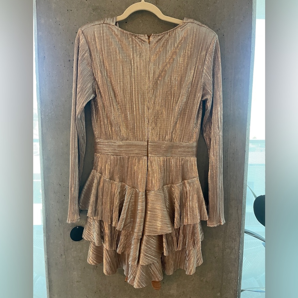 REVOLVE Wolf & Badger BLUZAT Metallic Ruffled Mini Dress (Medium) - Picture 2 of 5